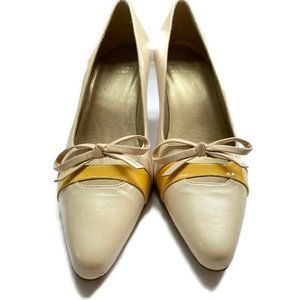 Stuart Weitzman kitten heel creme/yellow  pumps